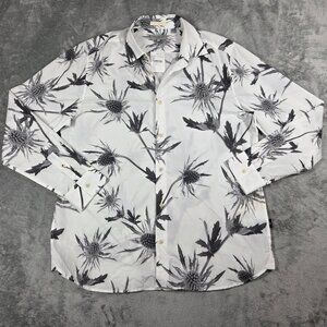 Ted Baker Shirt Mens 4 Large White Oldford Thistle Print Button Up Preppy NEW